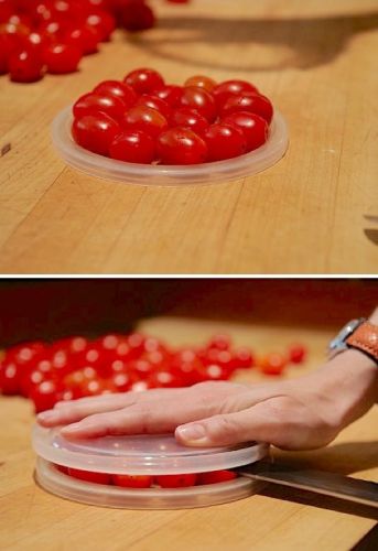 Cortando tomates cereja