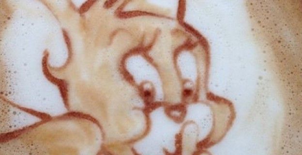 Latte art desenho animado