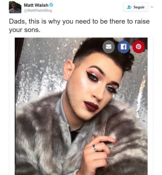 Blogueiro critica rapaz por usar maquiagem e ganha resposta do Pai do rapaz.