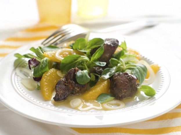 Fígados de aves refogados com cítricos