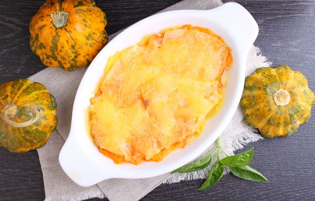 Gratin de batatas e abóbora (ou moranga)