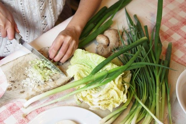 Picar legumes e ervas