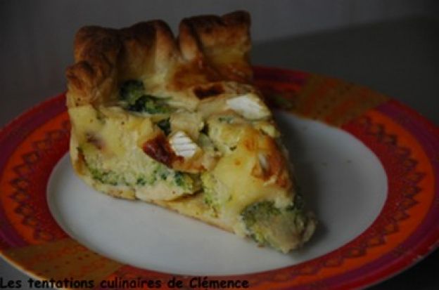 Torta de brócolis, queijo de cabra e fava Tonka