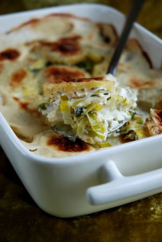 Gratinado de alho poró