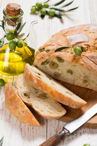 Pão com azeitonas sem amassar