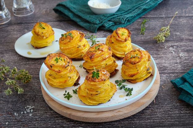 Mil folhas crocantes de batata com parmesão