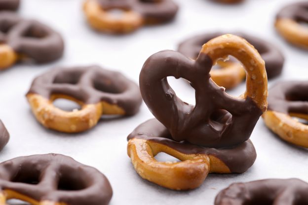 Pretzels com chocolate