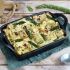 Lasanha vegana com espargos verdes e tofu