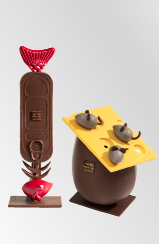 Caixa espinha de peixe e ovos com ratinhos de Carette