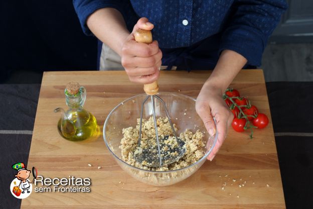 Preparação dos steaks vegetarianos