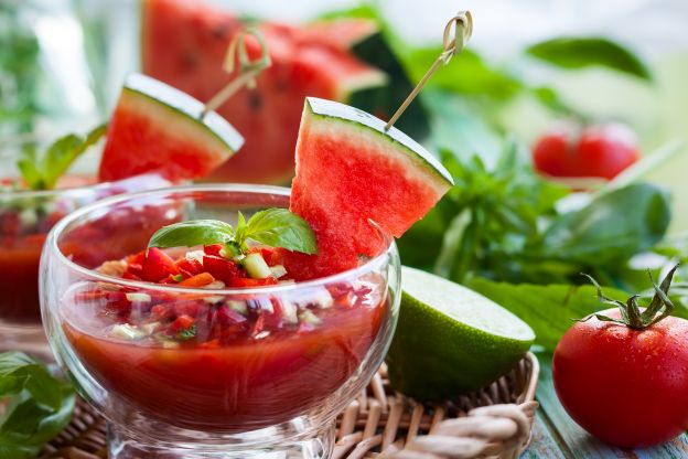 Gaspacho com tomates e melancia