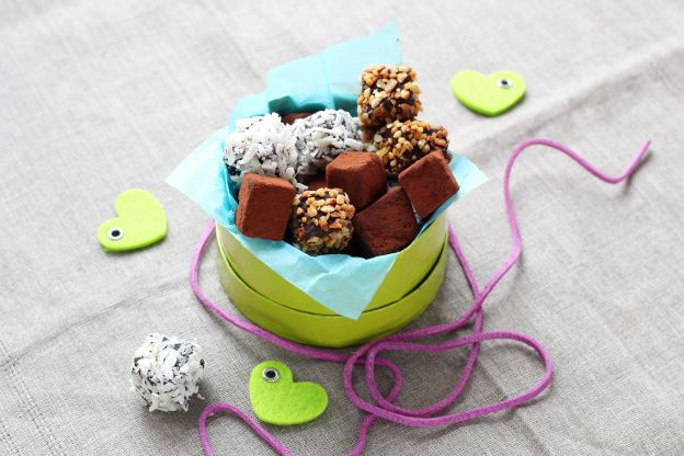 Trio de trufas de chocolate