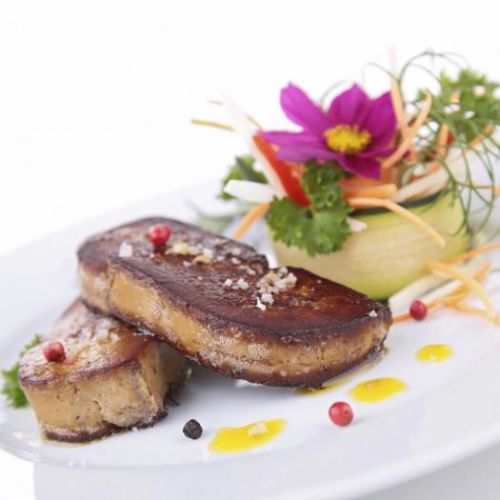 Foie gras grelhado com maçãs