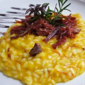 Risoto de Abóbora com Carne Seca Crocante