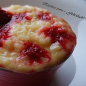 Arroz doce com leite de coco com Calda de Morangos