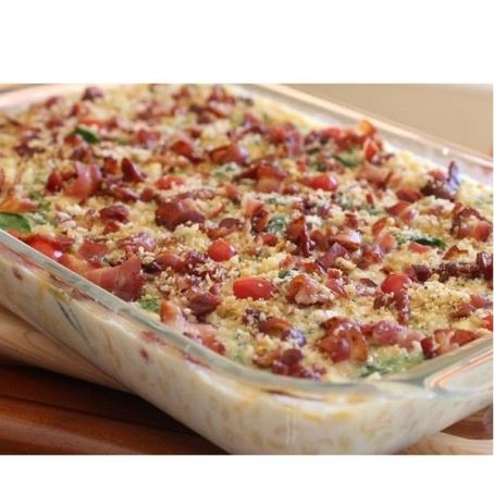 Torta de queijo e bacon crocante