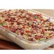 Torta de queijo e bacon crocante