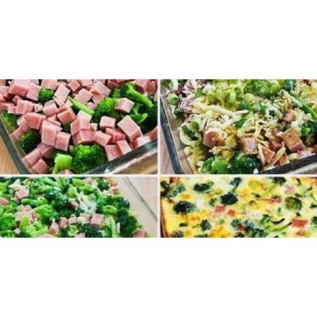 Brócolis, presunto e mussarela cozidos com ovos