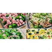 Brócolis, presunto e mussarela cozidos com ovos