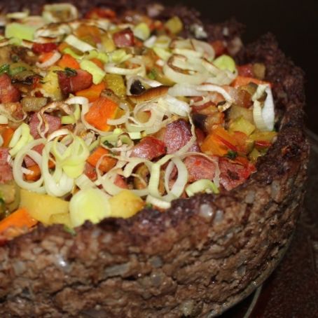 Quiche de carne moída à jardineira