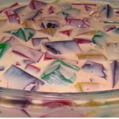 Gelatina Colorida com Creme de Iogurte (Ataque)