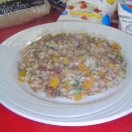 Risoto de abóbora com presunto