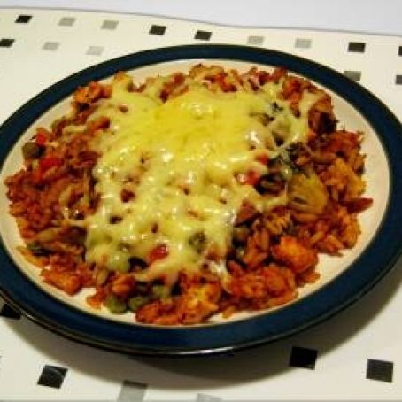 Arroz de forno com bacon e queijo