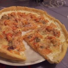 Pizza de salmão e camarão