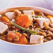 Músculo com lentilha e brócolis