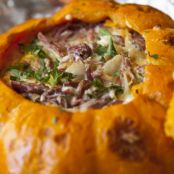 Abóbora recheada com carne seca