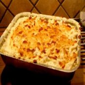 Gratinado de batata com presunto e queijo