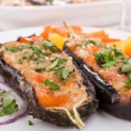 Barquinhas de berinjela assada