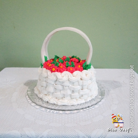 Bolo cesta de flores