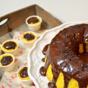 Bolo de abóbora e azeite com cobertura de chocolate