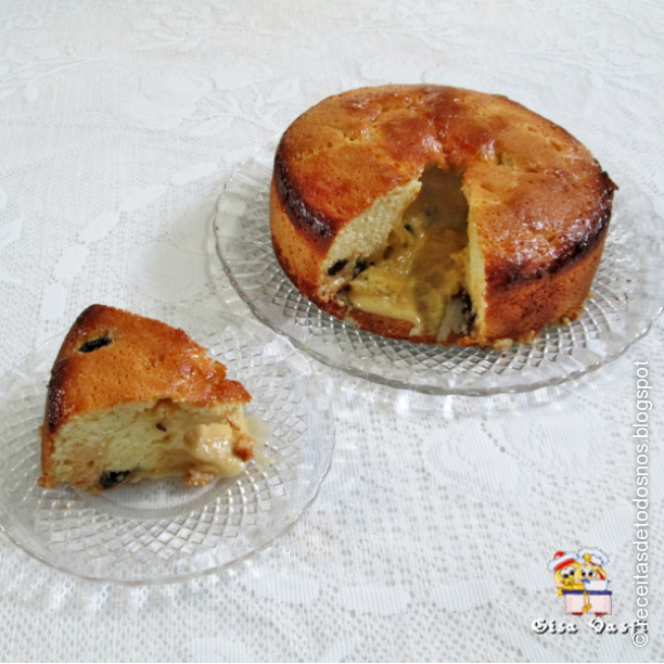 Bolo de ameixa e doce de leite