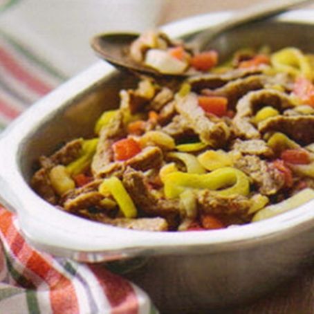 Iscas de Carne com Legumes