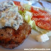 Molho de Iogurte com Espinafres e Cogumelos