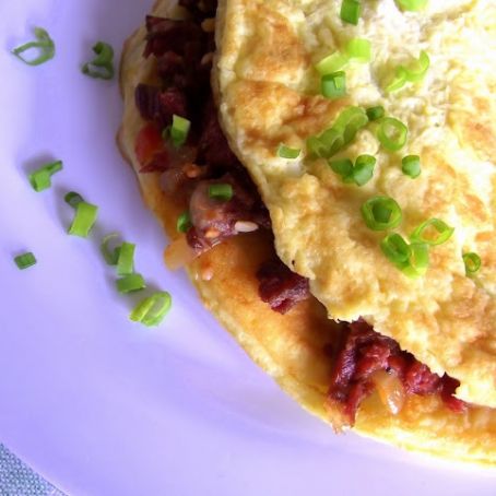 omelete-suflê de carne-seca