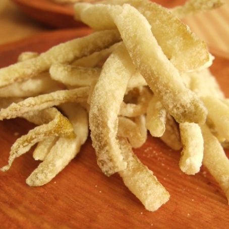 palitinho de pizza + casca de laranja cristalizada