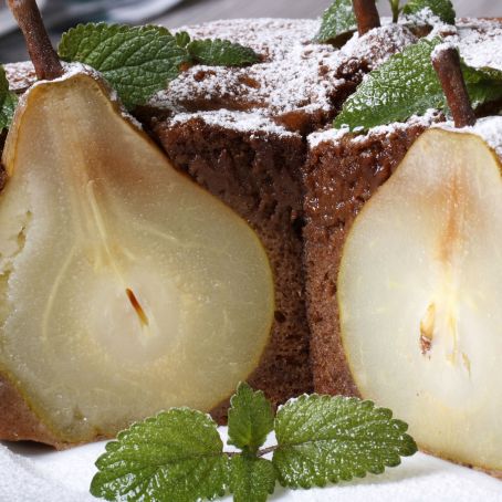 Bolo de chocolate e pêra