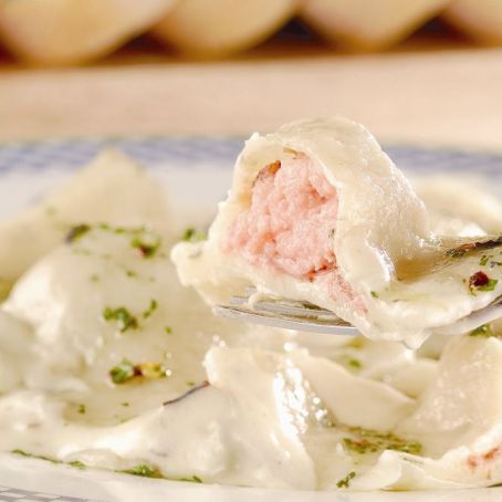 Ravioli Recheado de Casca de Melão e Salmão