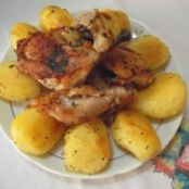 Frango ao Forno com Batatas e Óregano