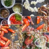 Talharim com azeitonas, aliche e tomatinhos - Etapa 1