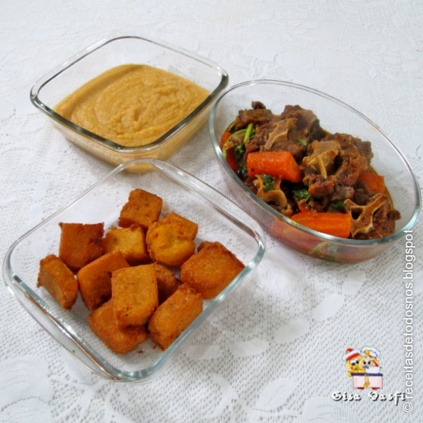 Rabada com agrião e polenta