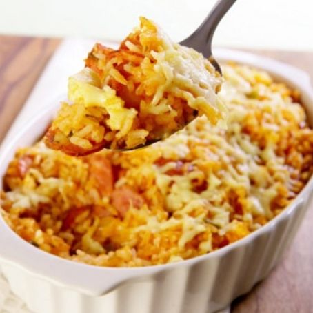 Arroz de forno com linguiça