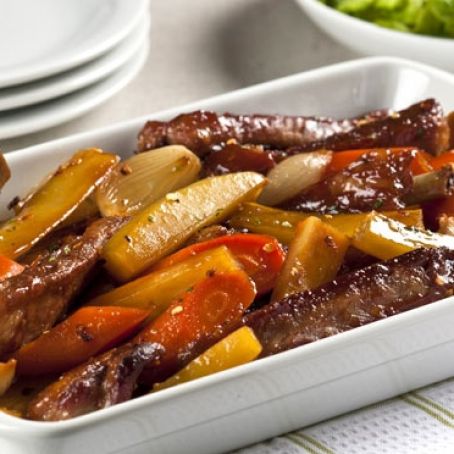 Costelinha suína assada com legumes