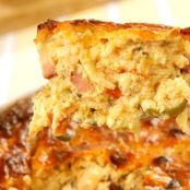 Enformado de ovos, legumes e bacon