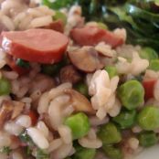 Risoto de salsicha de frango ou chester