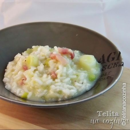 risotto de alho-francês e bacon