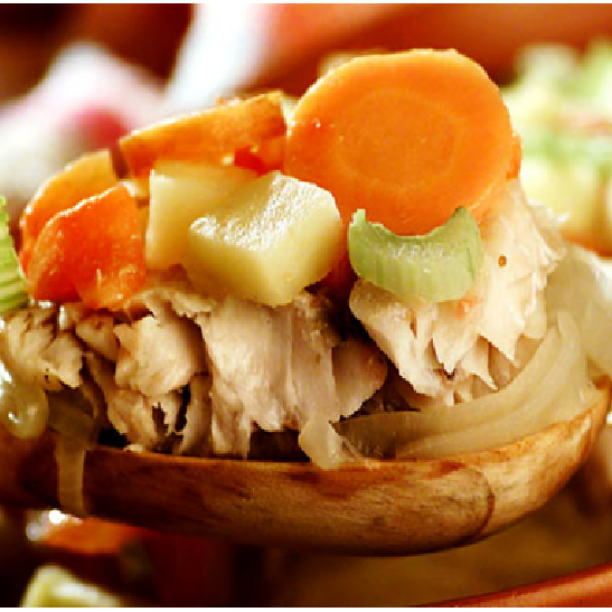 Peixe assado com legumes